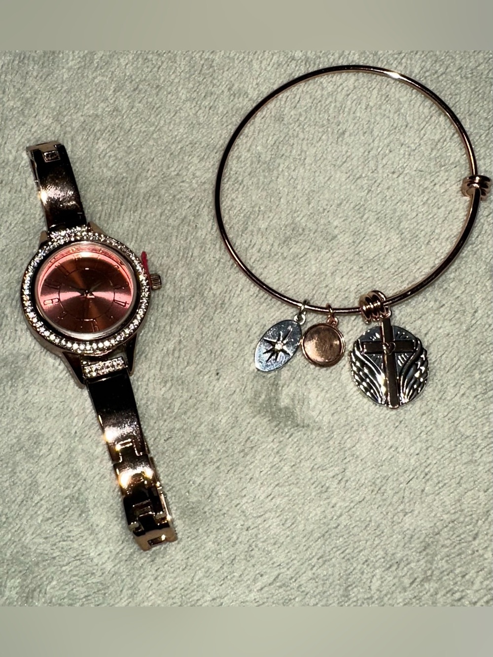Believe by Brilliance Cross Bangle Bracelet and Avenue Watch